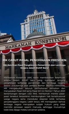 MK Batalkan Pasal Penghinaan Pemerintah, Kritik Rakyat Tak Lagi Bisa Dipidana dengan Pasal 240 dan 2