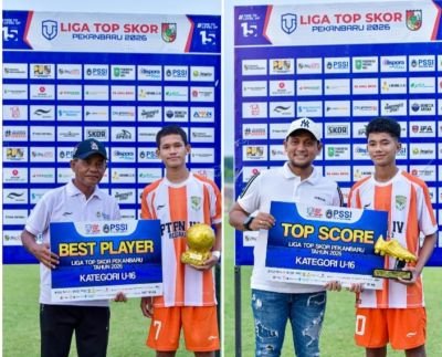 Nabil Faturrahman Best Keeper, Nadhif Muzhafaran Top Scorer Liga TopSkor U-16 Zona Pekanbaru
