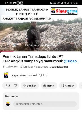 Pemilik Lahan Transdepo Tuntut PT EPP Angkut Sampah yang Menumpuk